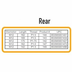Antivol Pour Roues Avant Et Arrière à Axe Traversant M12 Pinhead -Éclairages Vélo Soldes axe antivol traversant roue arriere m12x175xp175